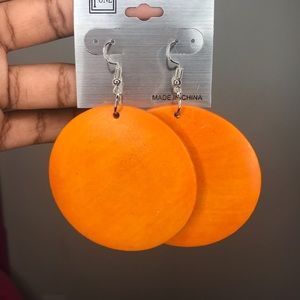 Orange Wood Earrings